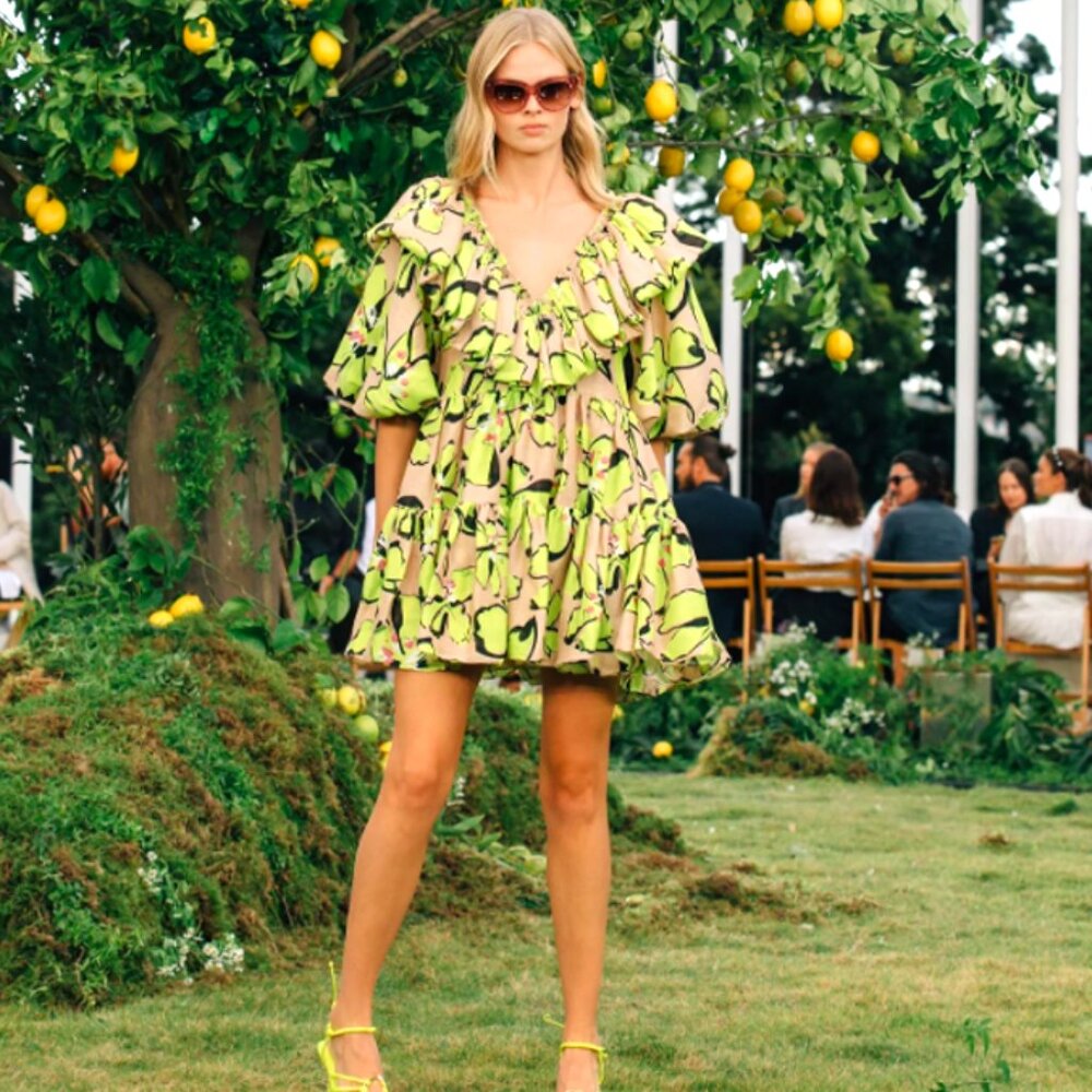 Aje Pelicano Printed Mini Dress in Citrus Bloom